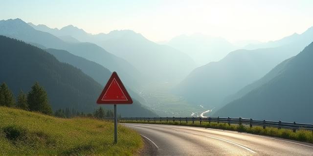 Straßenschild vor Alpenkulisse